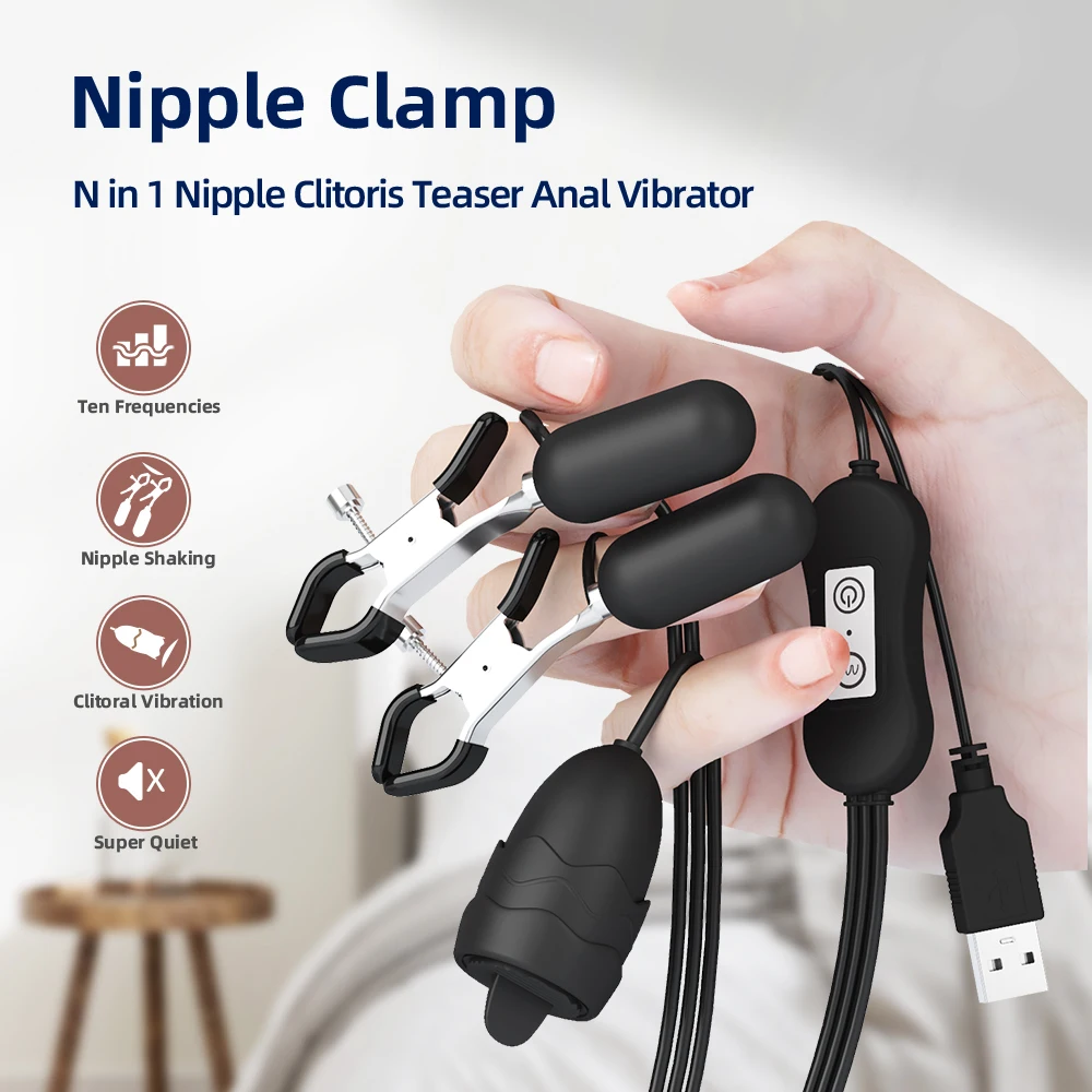 Wireless 10-Speed Dual Stimulation Nipple Clamp Durable 10-Vibration Battery-Powered Dildo Vibrator USB Comfortable Vibrators
