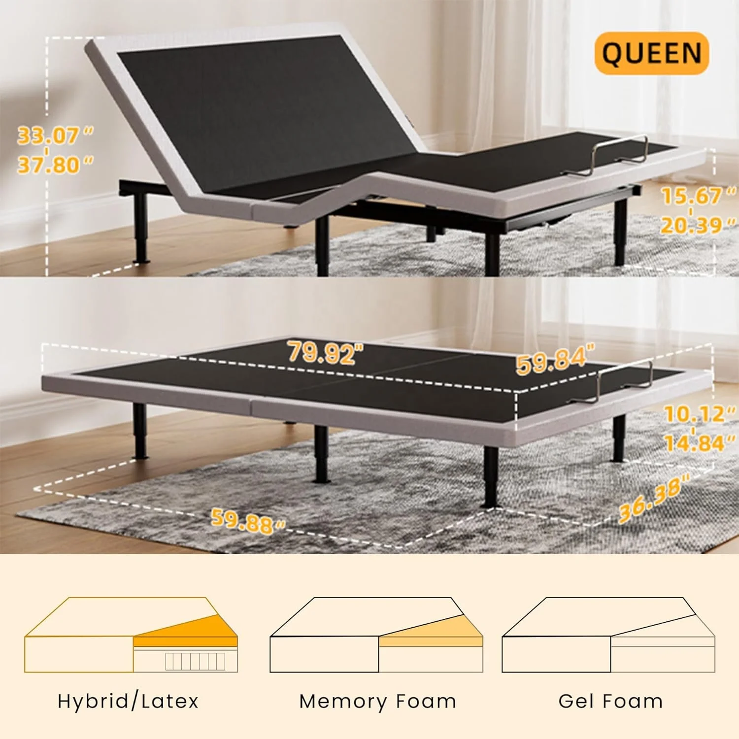 Two-year Warranty Modern Design Mul-funtional Quiet Okin Motor Electric Adjustable Bed Frame supplier
