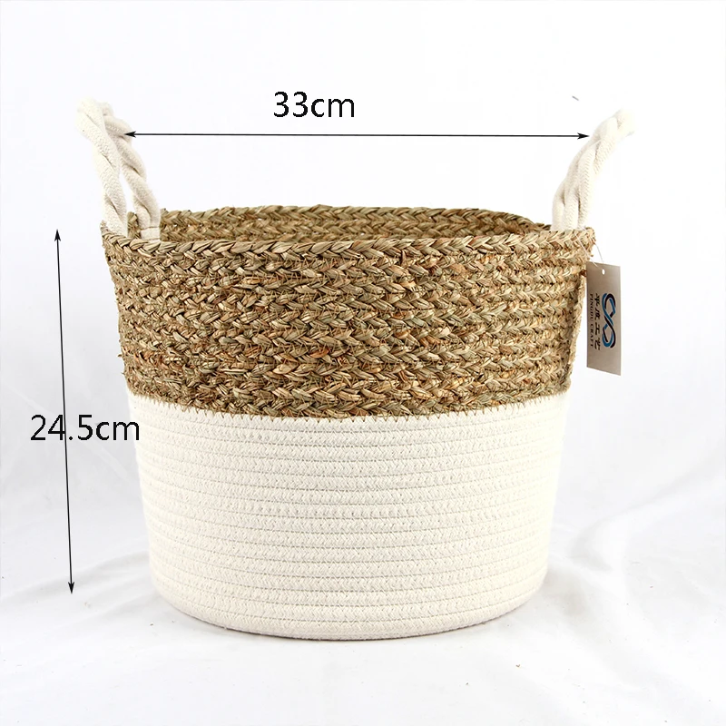 Wholesale Straw Basket Woven Seagrass Natural Rattan Handmade Storage