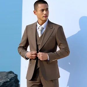 Best Men's Business Suits Comfortable Two-Piece Bump Collar Breathable Wedding Attire for Groom and Work Formal