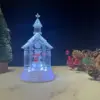 Church with transparent water-filled snowman