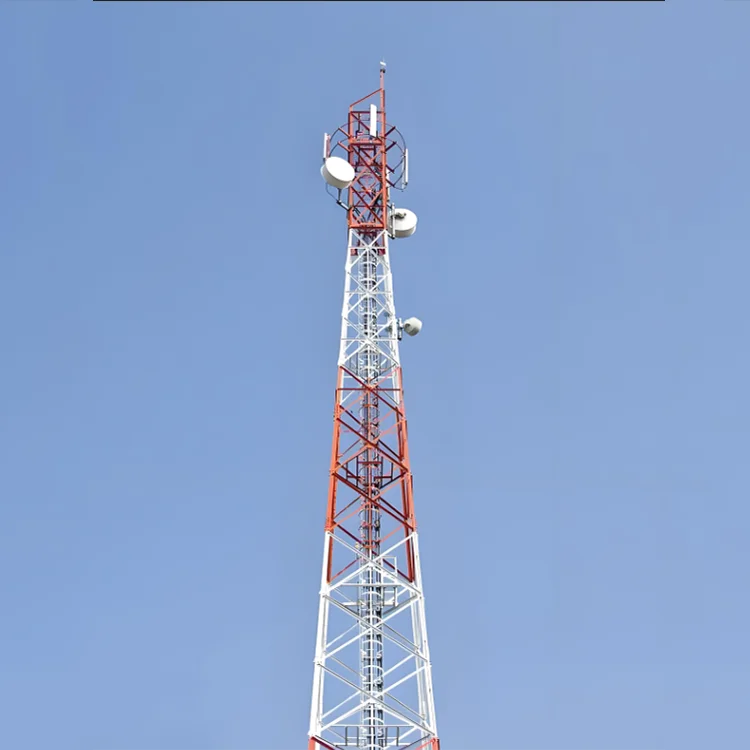 product hdg self supporting steel triangular lattice tubular telecom communication tower 35m with 50 year service life-0