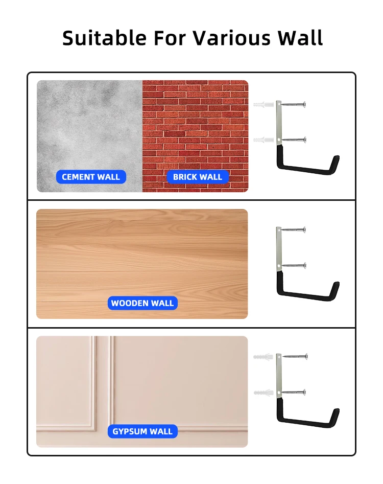 High Strength Wall Mounted Display Hook Hanger Heavy Duty Organizer Metal Rack Hook for Garage Storage Rack details