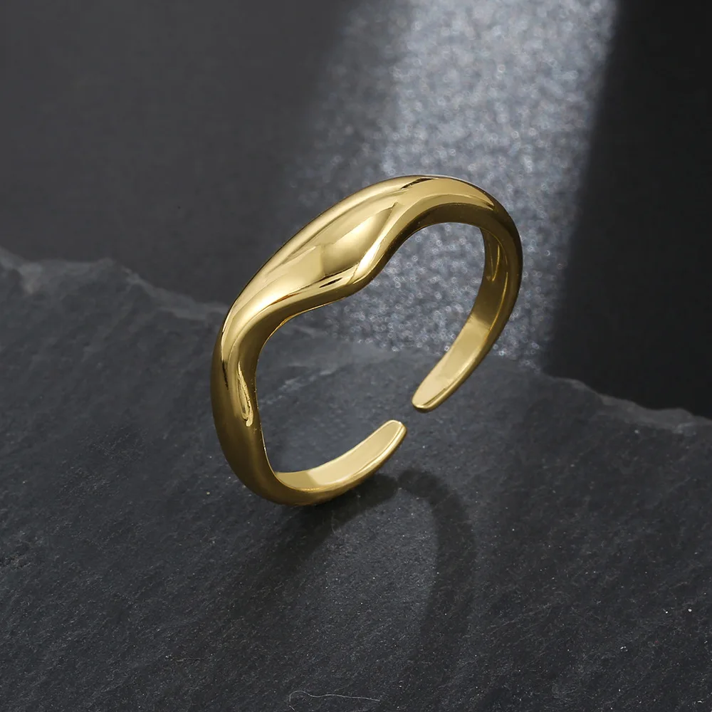 Hot Sale Real Gold Plated Double Rings Copper Plated 18K Gold Ring for Couple