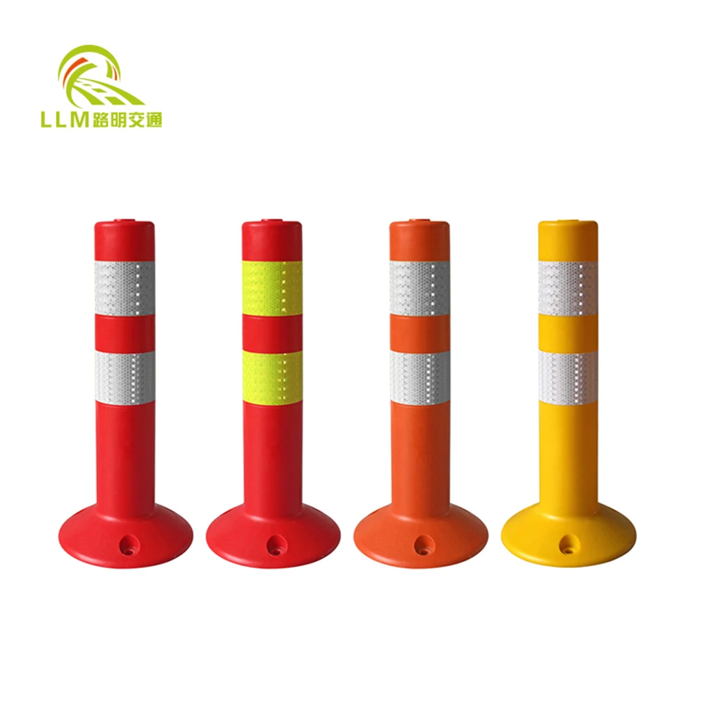 Road Safety Reflective Pillars Fixed Warning Delineator Plastic Flexible Traffic Lane Divider