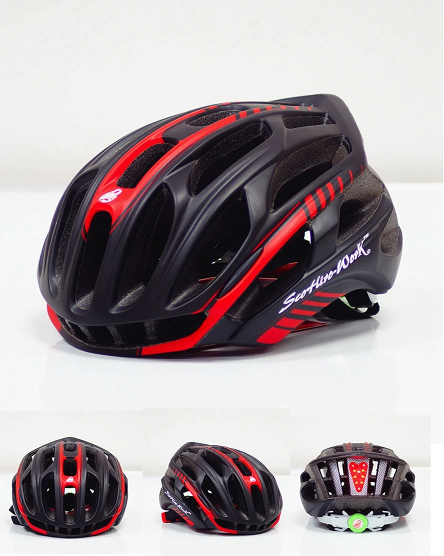 SCOHIRO Bicycle Ultralight Helmets with Warning Taillight
