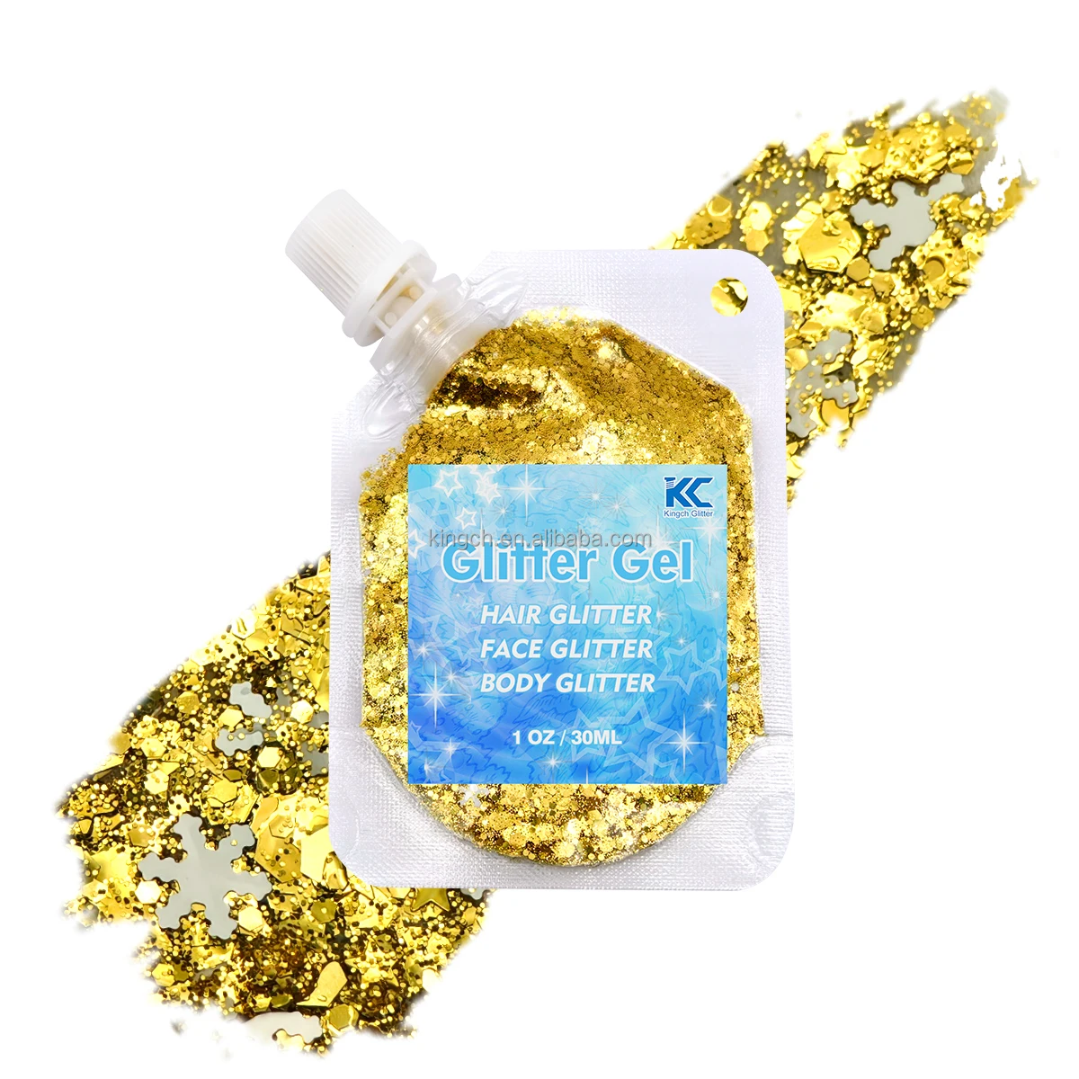 product us warehouses christmas hair glitter gel for childrens and womens body sequins with snowflakes and stars random free eye gem-8