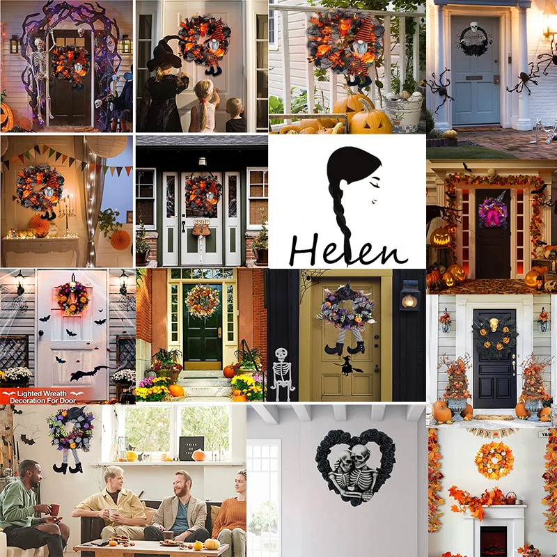 Helen Artificial Halloween Wreath Cute Halloween Decorations Indoor ...