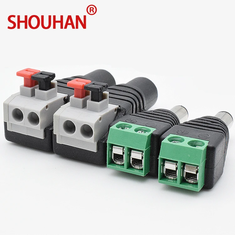 wholesale DC Female&Male Jack 5.5*2.1mm Connector Plug Adapter Push Type Quick Power Connector f