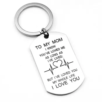 2020 Fashion Mother Day GiftsSilver Color Stainless Steel Keychains To My Mom I Love You Pendant Key Rings