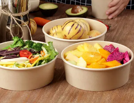 Customized Logo Take Away To Go Craft Paper Bowl Salad Bowl Fruit