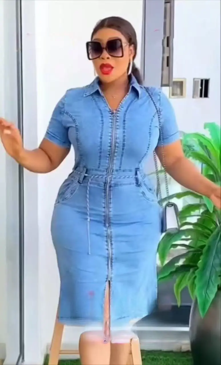 Shop Our Elegant Denim Long Dress - Perfect for Formal Office Shop Our Elegant Denim Long Dress - Perfect for Formal Office