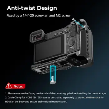 SmallRig Cage with Silicone Handgrip & Cold Shoe for Sony a6100, a6300, a6400-3164 detail image