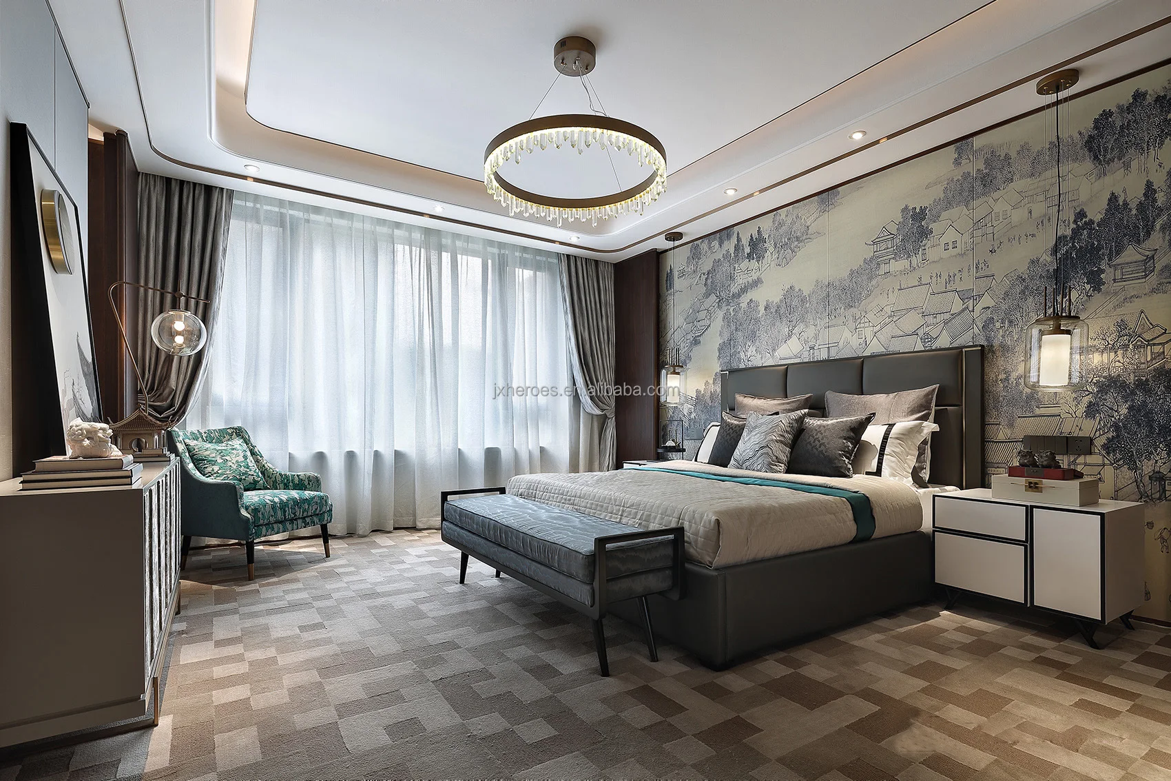 The Famous Picture of Riverside Scene at Qingming Festival High End Custom Wallpaper Wall Mural