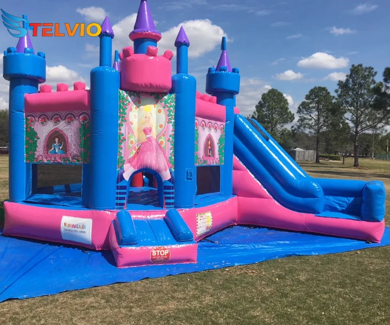 Outdoor Playground Amusement Park Pink Princess Inflatable Castle