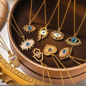 Designer Brand Colorfast Necklace, Turquoise Blue Eye Necklace, Evil Eye Necklace Wholesale