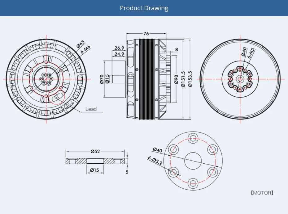 Tmotor U15l Kv43 48v 72v 100v Motor 61kg 16kw Big Drone Dc Electric