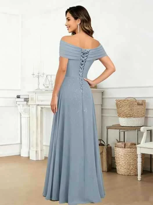 open lace back dress Long Slit Strap Prom Dresses, Cheap Prom Dresses, Party Evening Dresse –  ClaireBridal main image 1