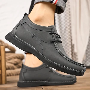 2026 Hot Selling Thick-Soled Height-Increasing Waterproof Breathable Casual Leather Shoes Soft Sole Versatile Flat Work Shoes