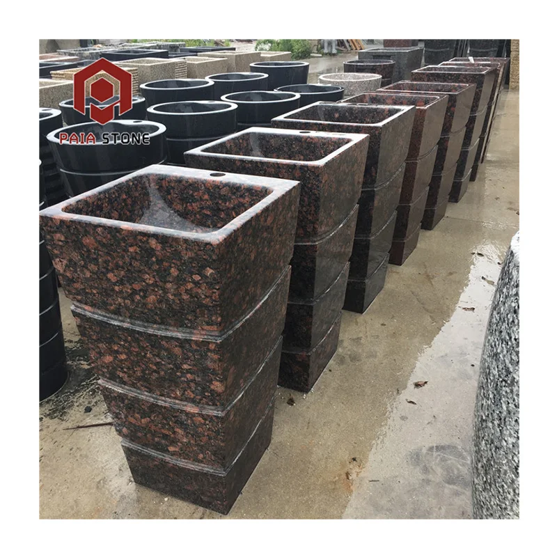 Modern Design Natural Granite Stone Outdoor Pedestal Sink for Garden Decoration or Hotel Use