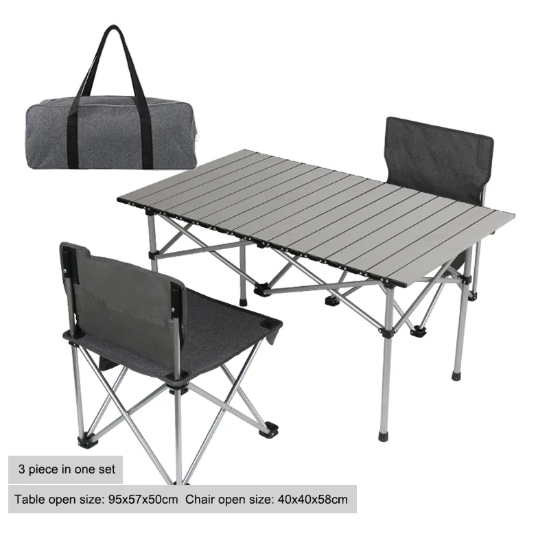 Camping en plein air Pique-nique Portable Chaise de table pliante 3pcs Set