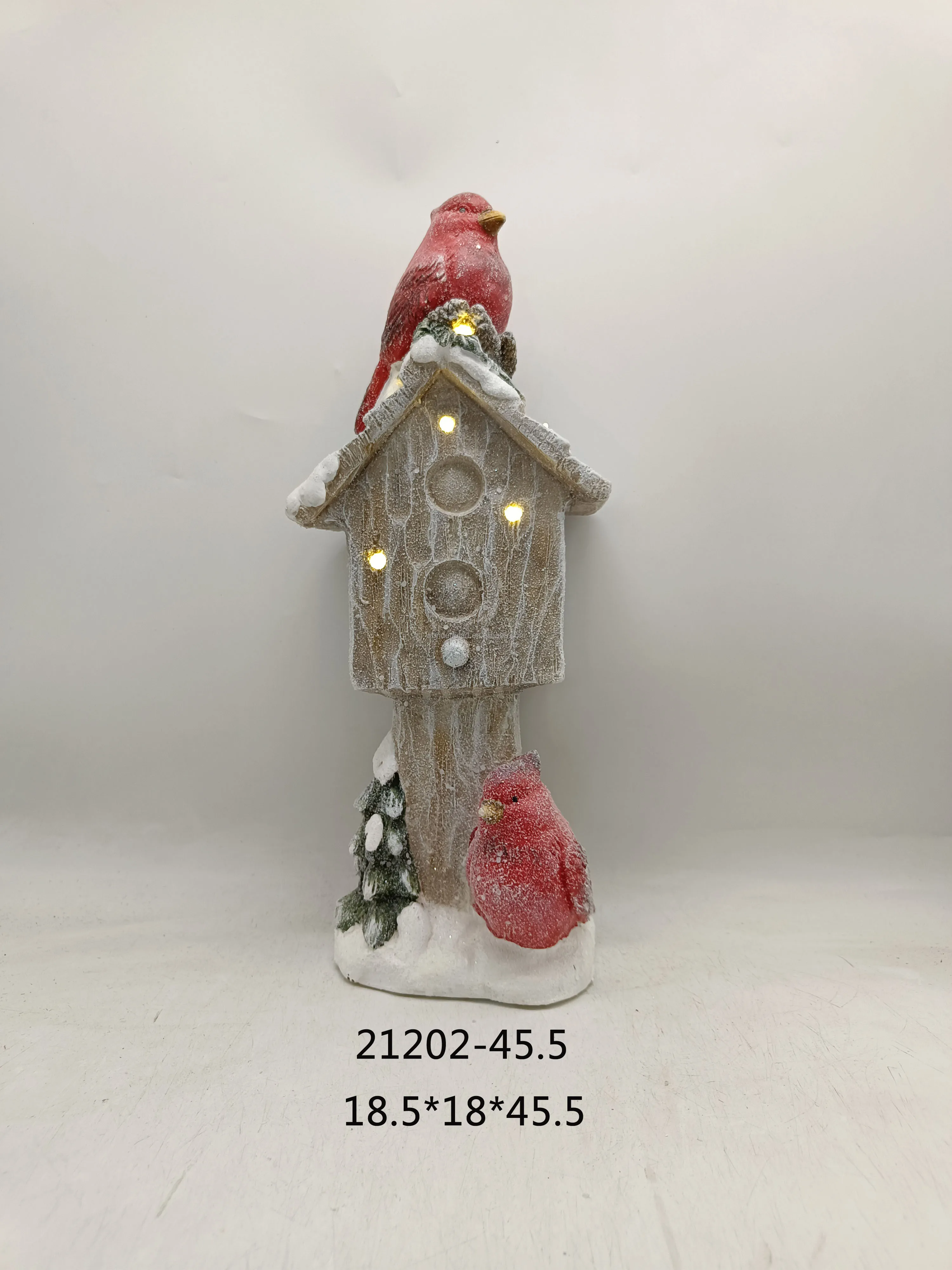 Christmas Birds with Solar Light Led Christmas Magnesia Red Green Statue Winter Gifts for Outdoor Garden Decoration