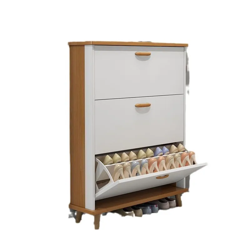 Large Capacity Ultra-Thin Modern Design Metal Vertical Shoe Rack Multi-Layer Entrance Door Wall Cabinet White Shoe Cabinet