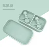 Mouse tail green-lunch box silicone fork spoon