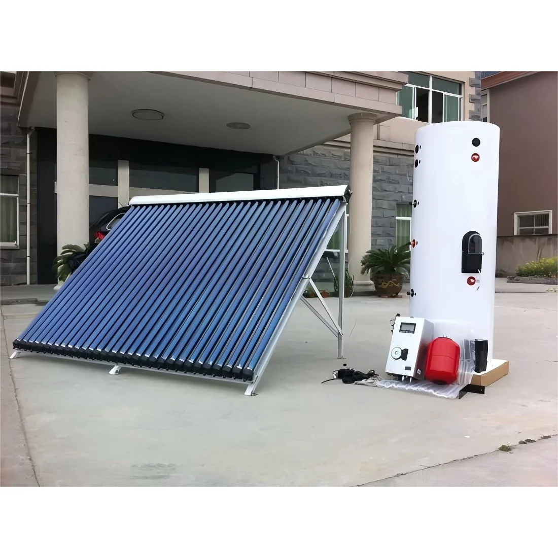 Water Heater Solar Garage Heater Active Split Flat Plate Solar Water Heater  System For Outdoor Hotel, image size:1100x1100