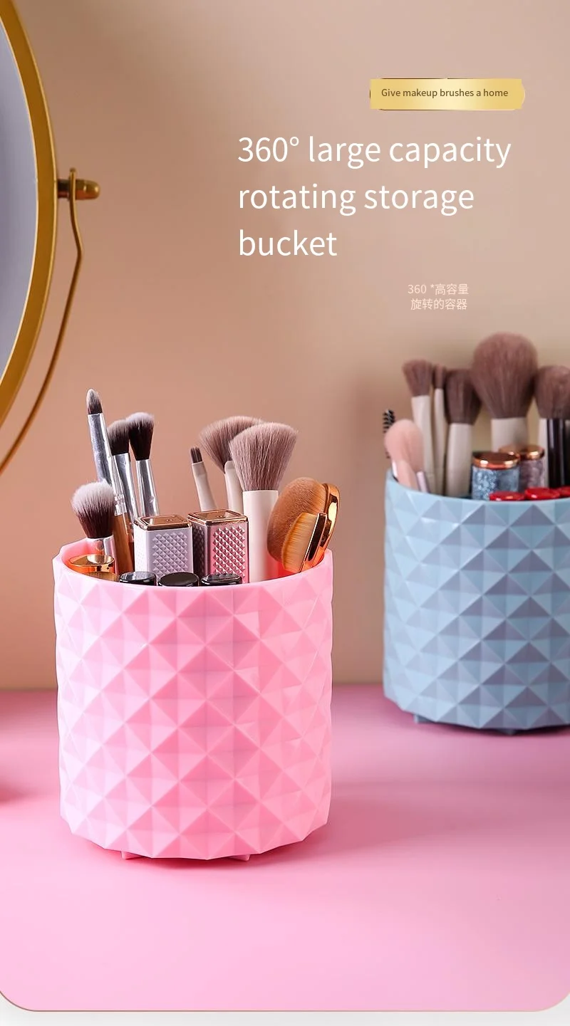 360 Rotating Makeup Brush Holder Portable Desktop Makeup Organizer Cosmetic Storage Box Make up Tools Spinning Pencil Case Pet factory