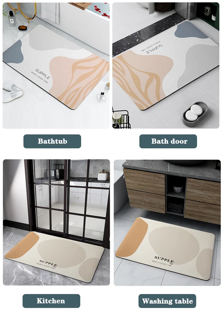 Natural Earth Fast Drying Anti Slip Bath Mat Diatomite Stone Bath Mat