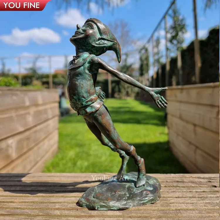 Outdoor Garden Decor Art Vintage Brass Bronze Elves And Snails Statues