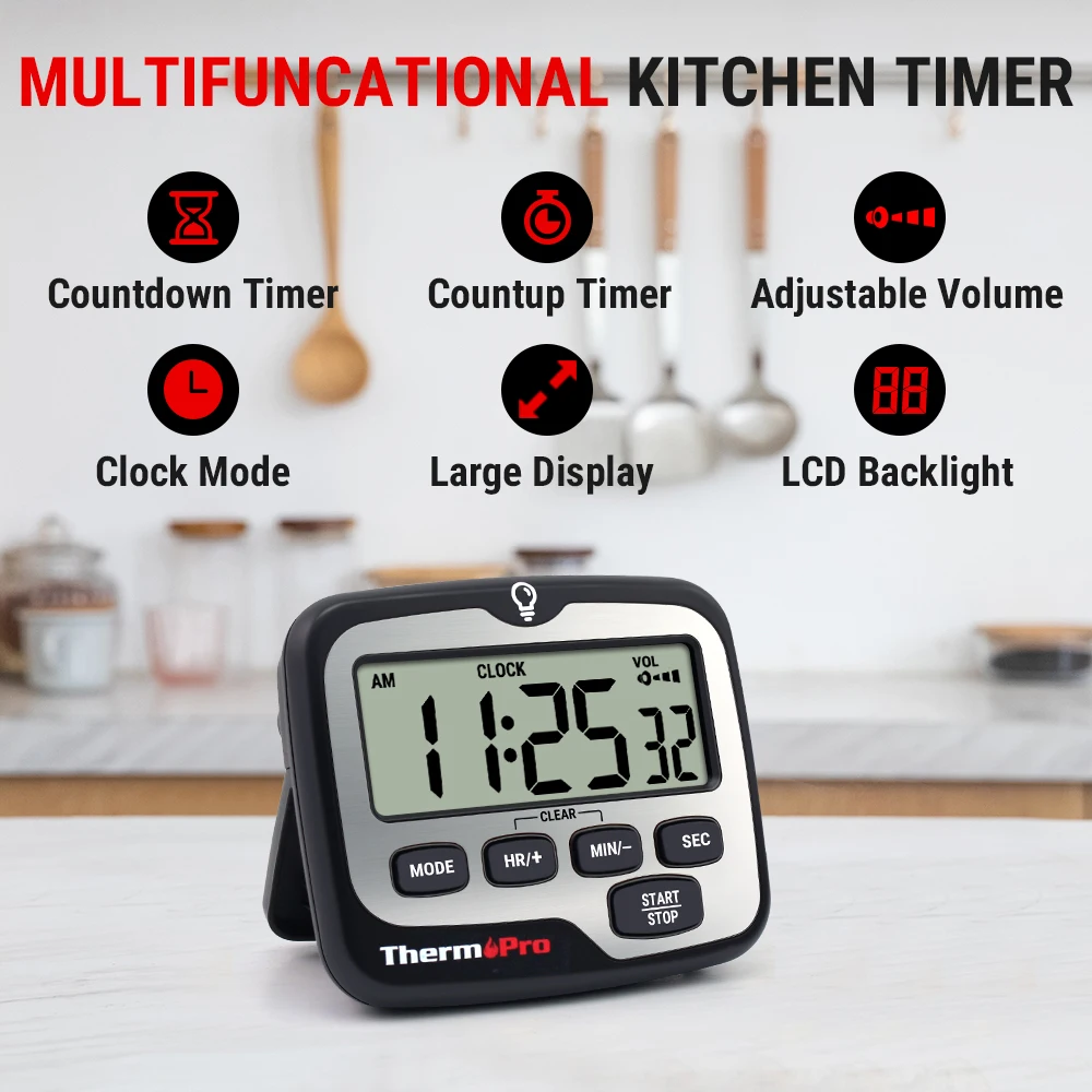 Temporizador de Cocina Digital Mini Negro ThermoPro TM01 de Fábrica China