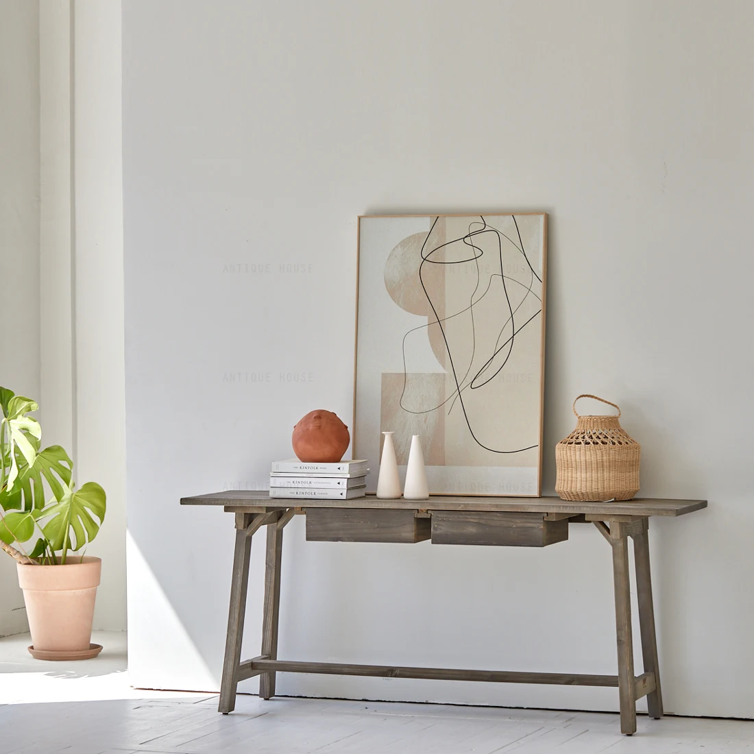 white retro console table