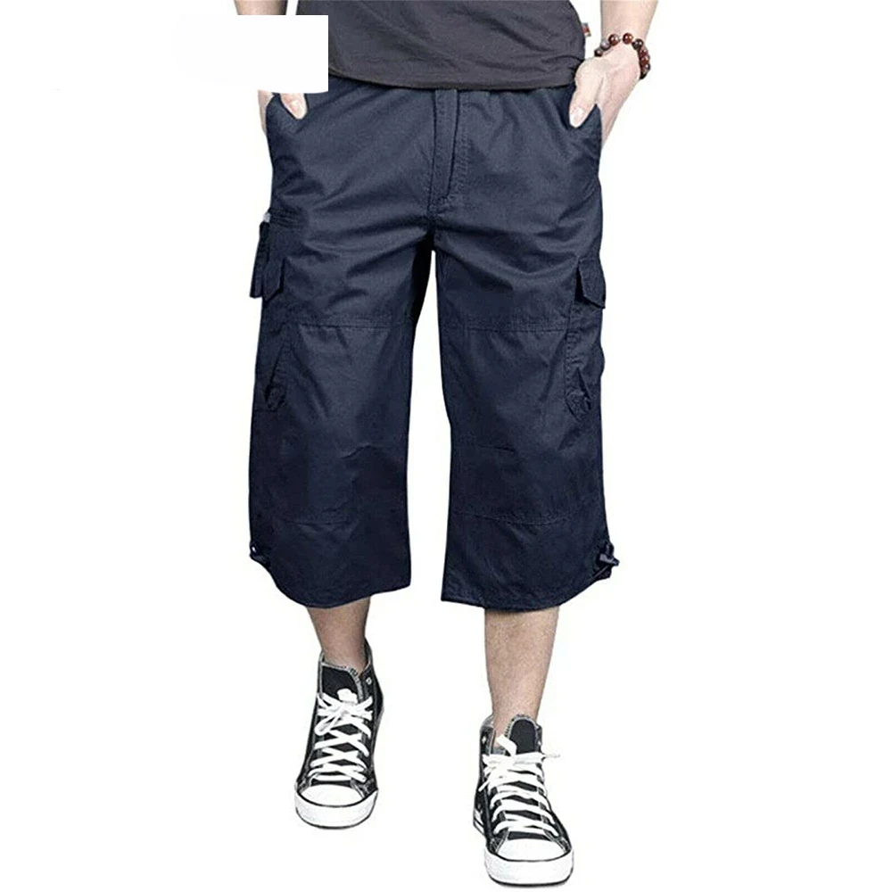 Men's 3/4 Long Cargo Shorts Elastic Waist Trousers – MAGCOMSEN