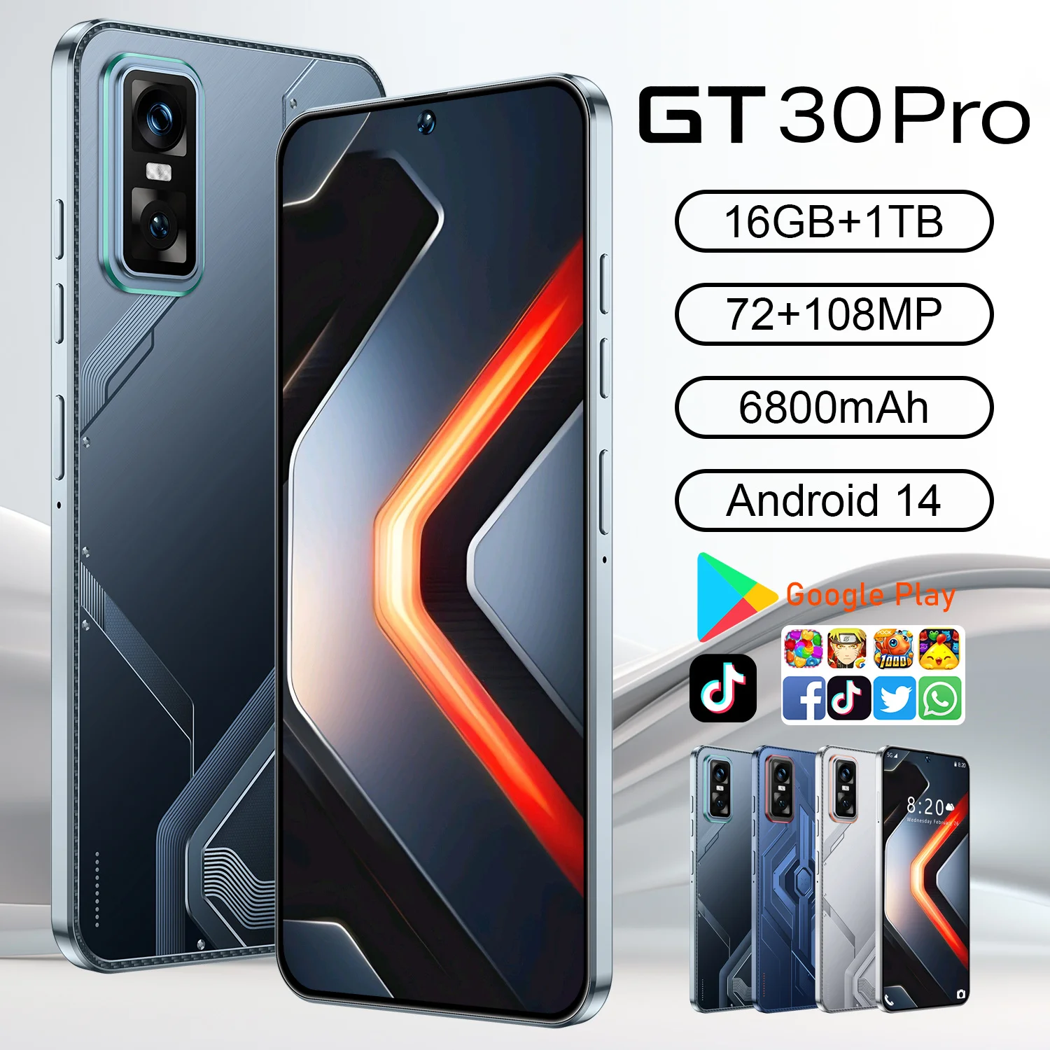 中古Androidスマートフォン GT30 Pro 8GB/256GB スマートフォン・携帯電話 未使用 AndroidスマートフォンGT30 Pro 8GB