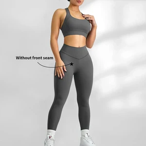 Customized Stretch Bootcut Yoga Sets Butt Lifting Solid Color Tight Tummy Control High Waist Compression Workout Yoga Leggings