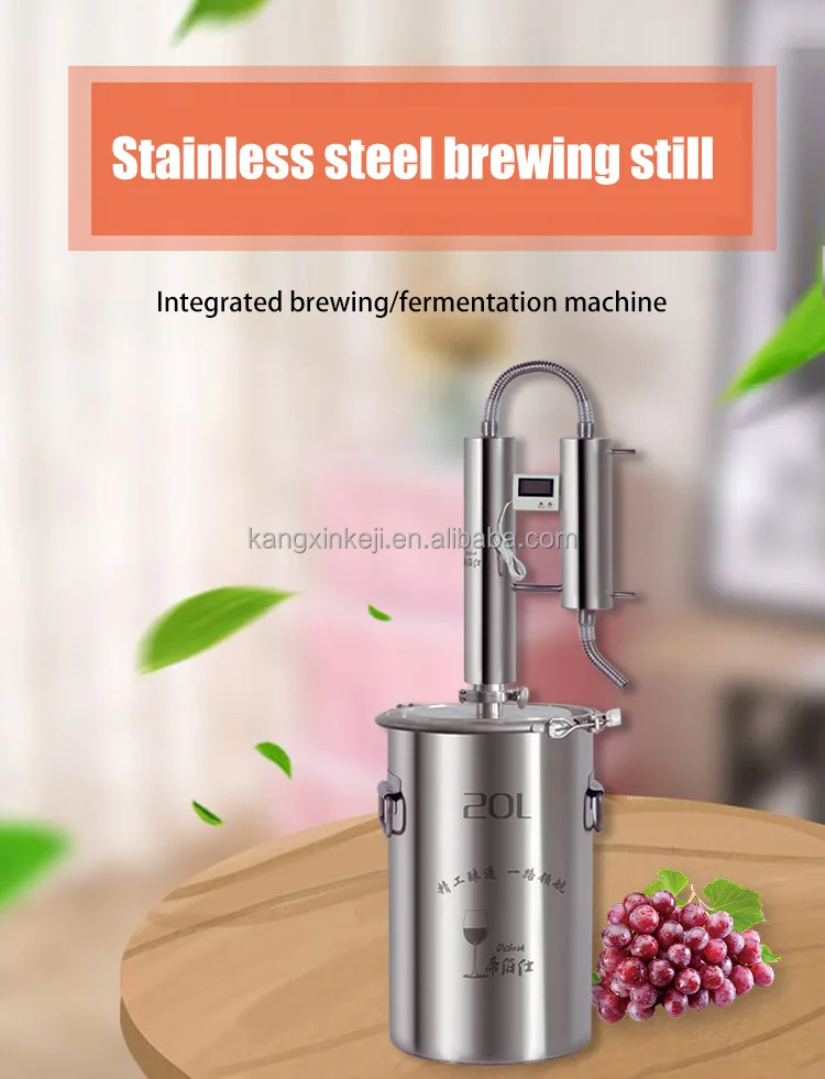 304 Stainless Steel Distiller Brandy Whiskey Rum Liquor Gin Vodka Copper Distiller 12/20/35/60L Distillation Machine