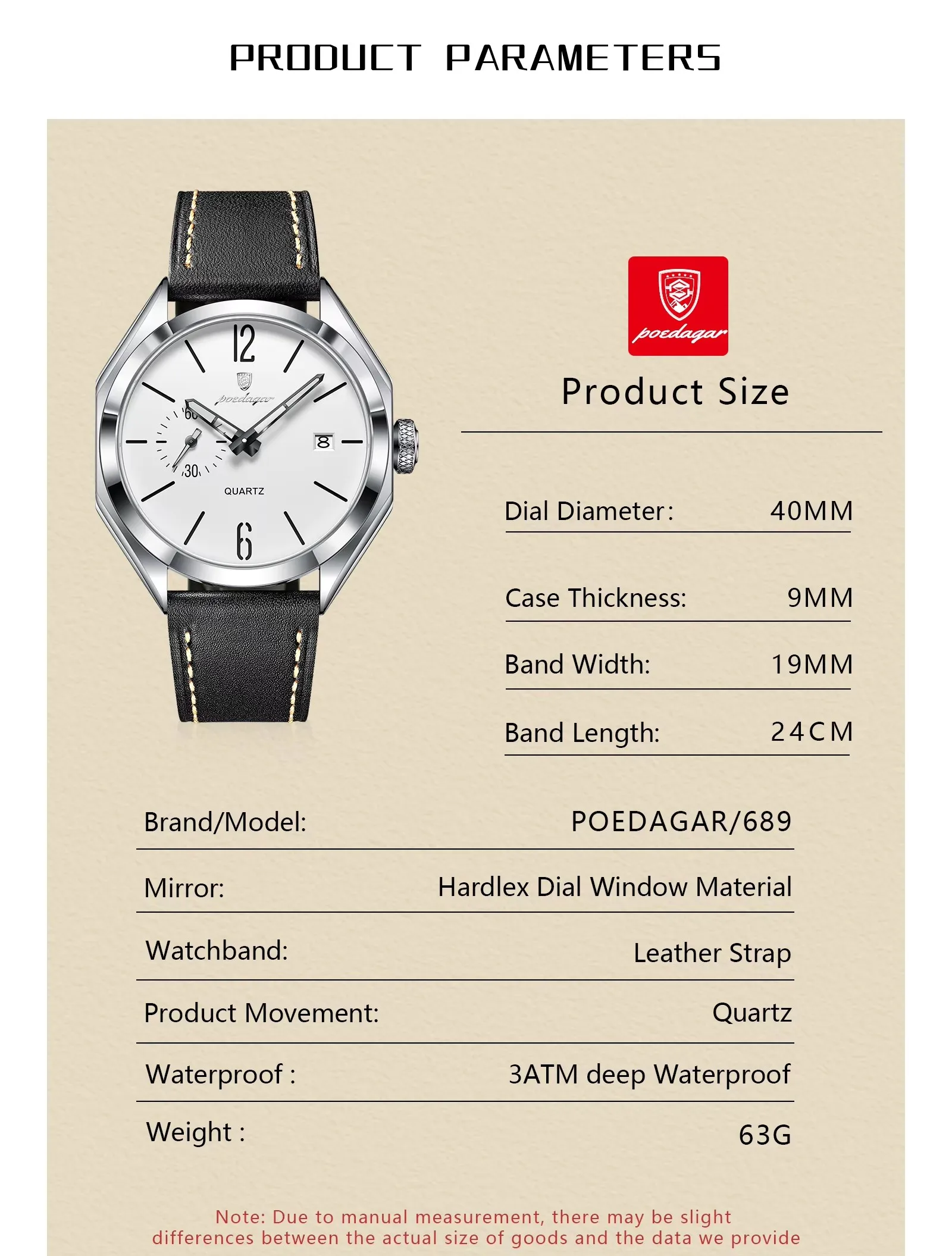 POEDAGAR 689 Quartz Men's Watch