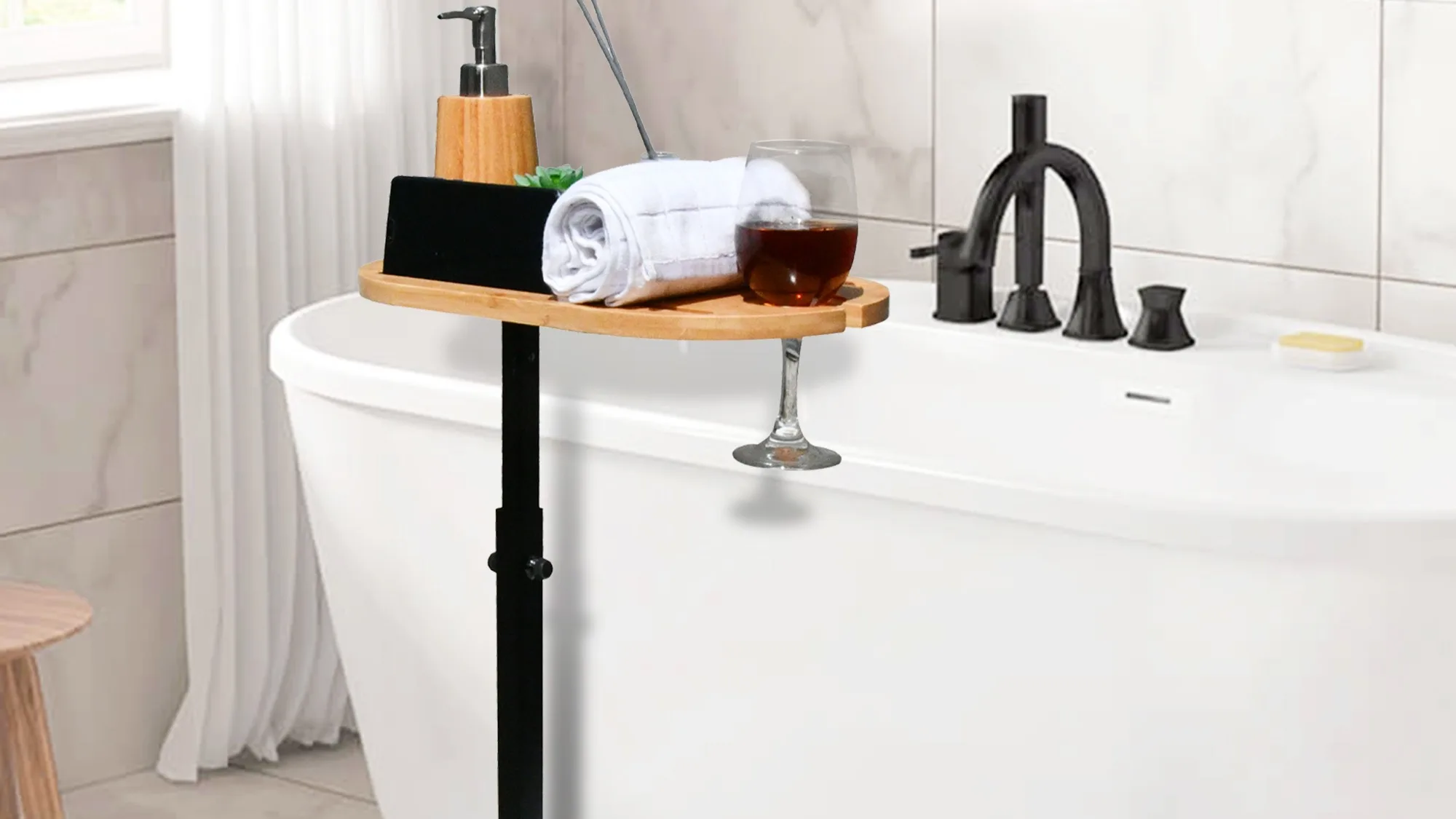Customized Bamboo Bathtub Rack Wood Bath Table Book Tablet Cellphone ...