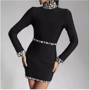 Custom Dropshipping Elegant Womens Clothing High Quality Luxury Women Dress Slim Banquet Evening Dresses With Rhinestone