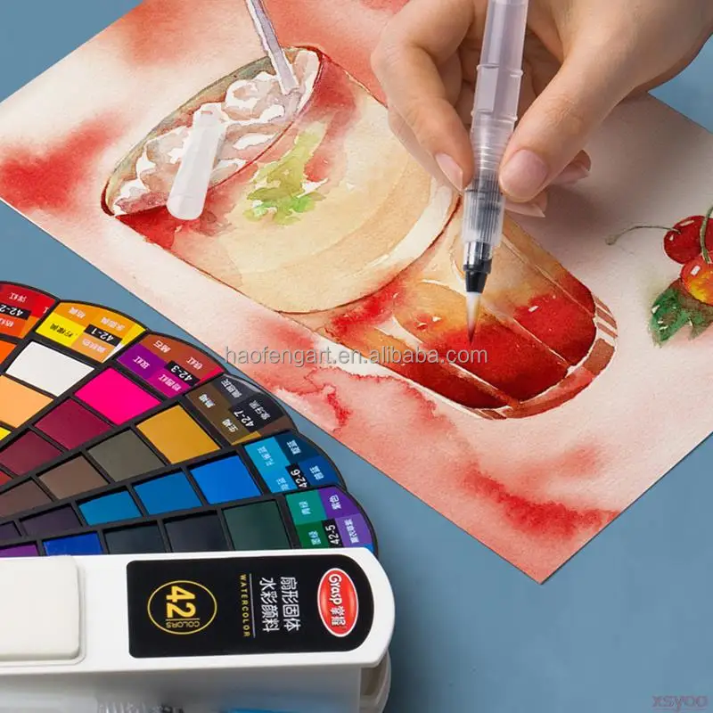 Portable18/24/36/42 Colors Solid Watercolor Paint Set Watercolor