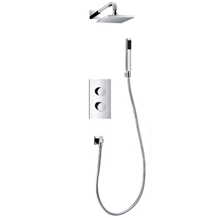 Modern Brass Round Dual Function Concealed Thermostatic Shower System