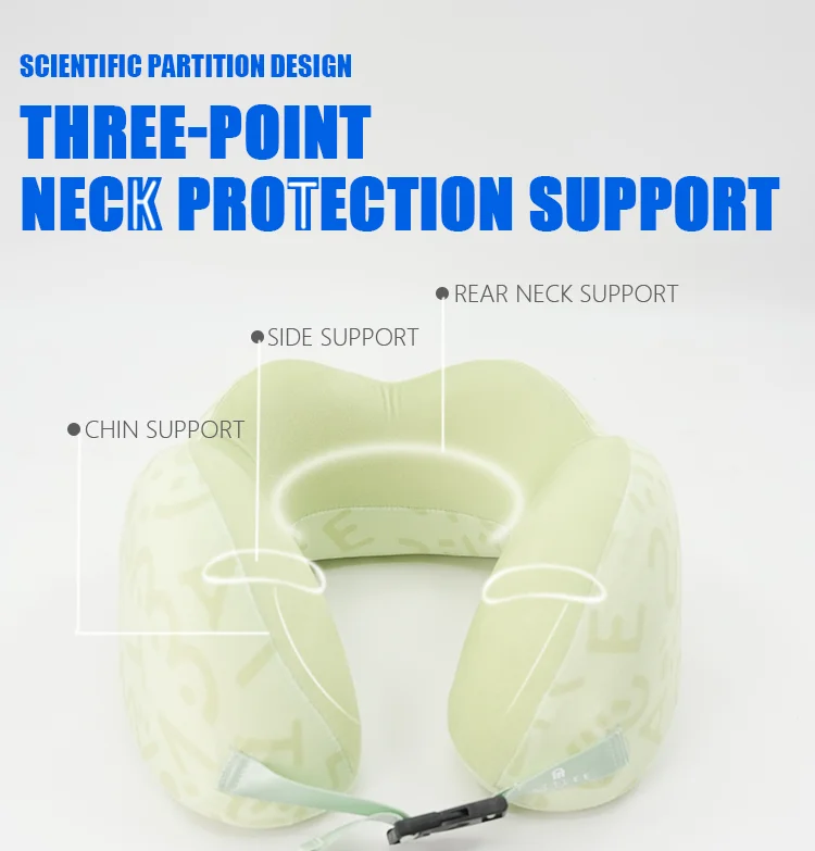 U Shaped Adjustable Memory Foam Travel Pillow Portable Cooling Massage Flight Neck Pillow for Car Office Home Logo Camping