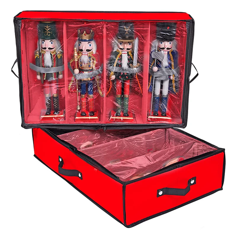 Doppelschichtige Weihnachts-Nußknacker-Geschenkbox mit transparenter Abdeckung faltbarer Weihnachtshut-Organizer