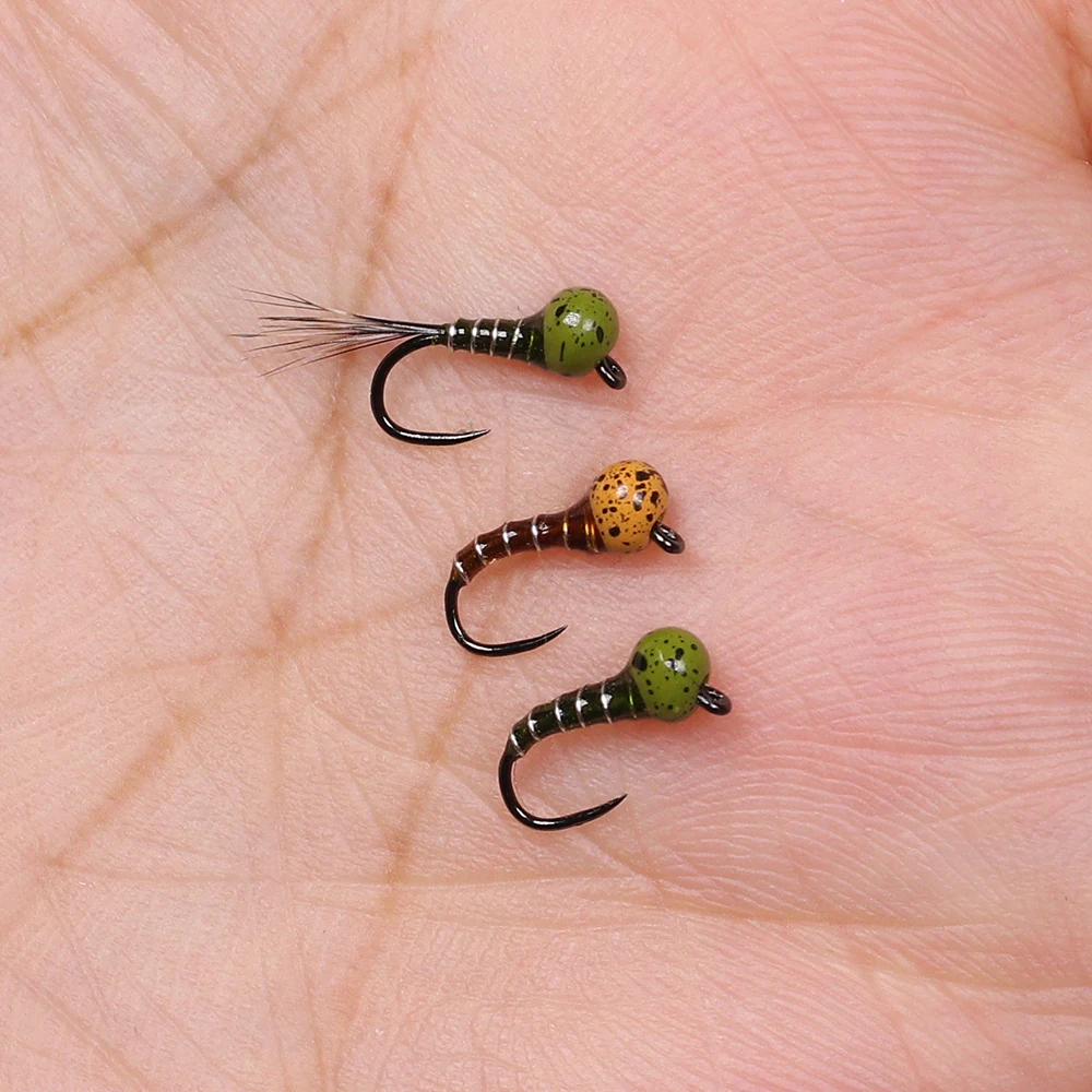20# Olive Brown Mottled Offset Tungsten Bead Jig Nymph Fly Barbless Insect  Lure Fast Sinking Trout Fishing Flies| Alibaba.com