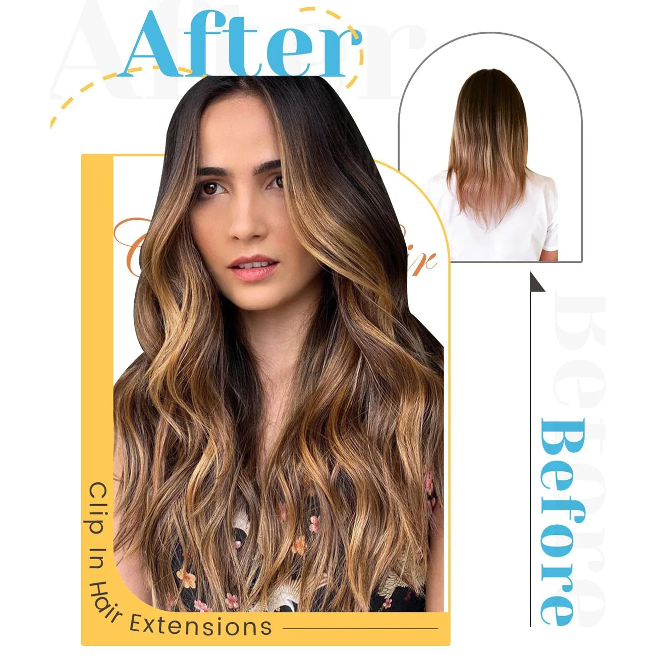 Extensions de cheveux raides à clipser Cheveux humains P4/27 Coiffure Postiche Tête complète Naturel 18 clips_voghion.com