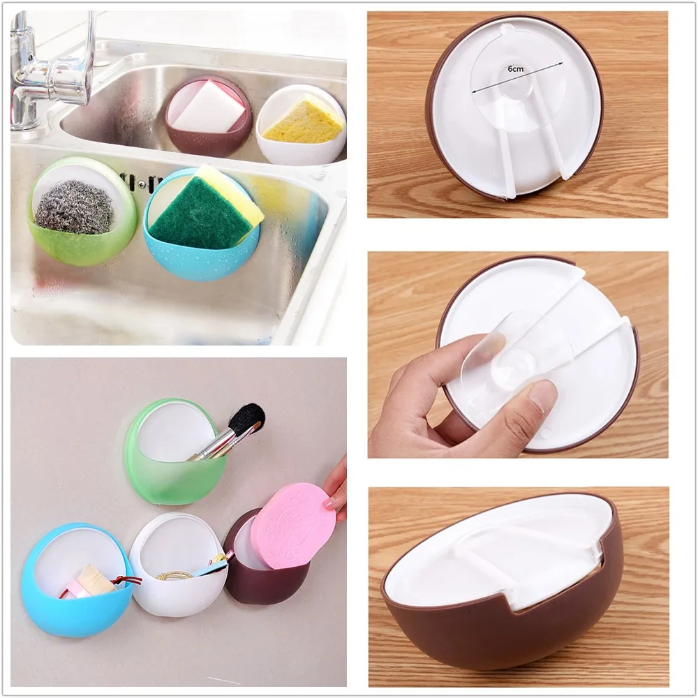 Plastic Suction Cup Soap Toothbrush Box Dish Holder Bathroom Shower Accessory 