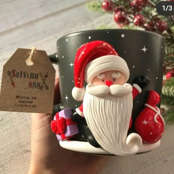 Santa and Reindeer Mug – Prints & Clay