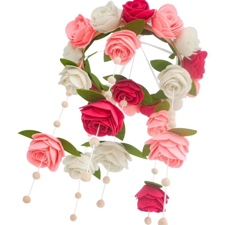 Войлочный детский мобильный войлочный цветок, подвесные розы, войлочный детский мобильный для детской комнаты